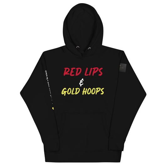 Love Cartel- Red Lips Gold Hoops Hoodie